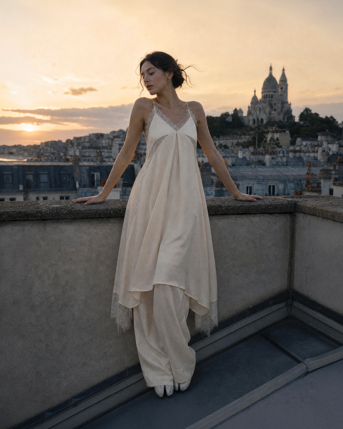 PANELED LACE MAXI DRESS