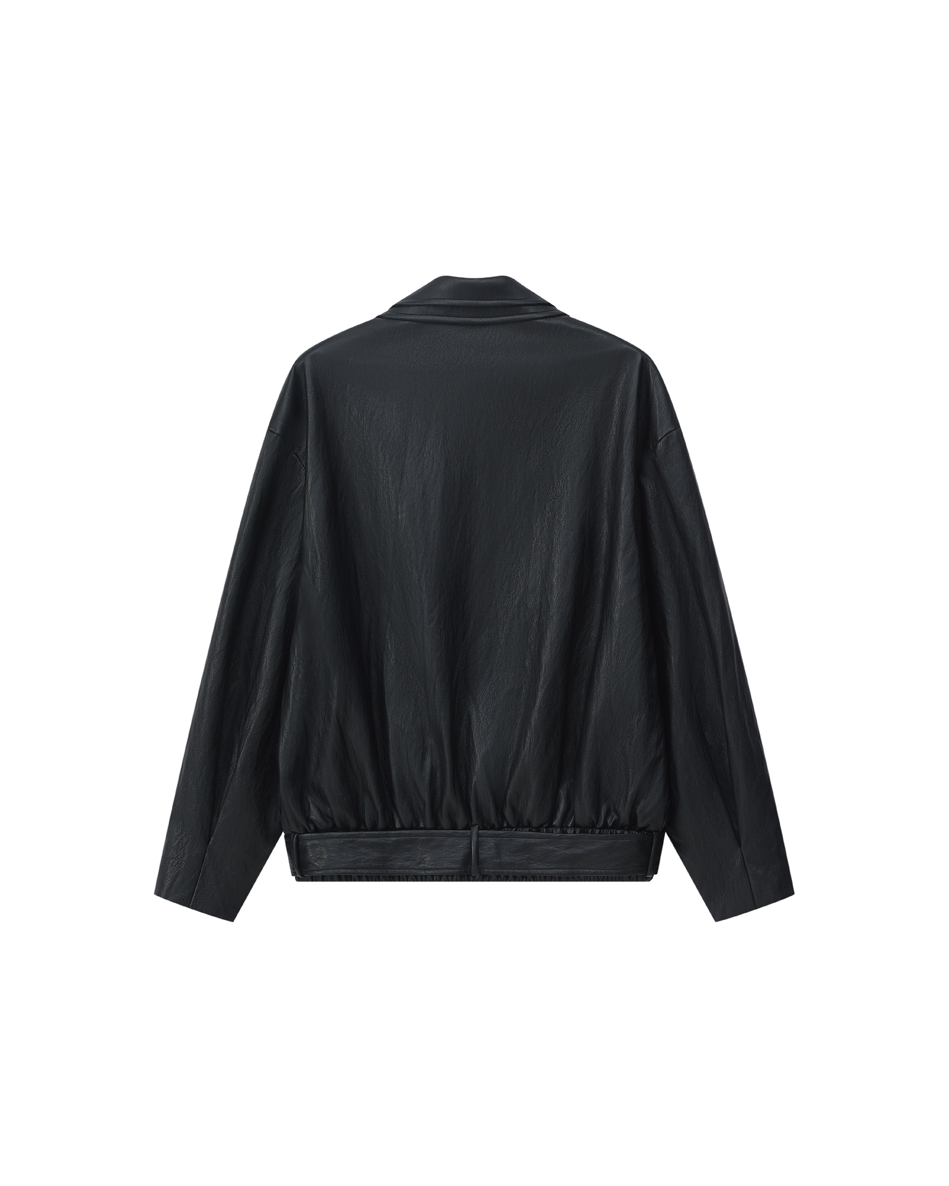 LAYERED COLLAR FAUX LEATHER JACKET