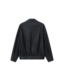 LAYERED COLLAR FAUX LEATHER JACKET