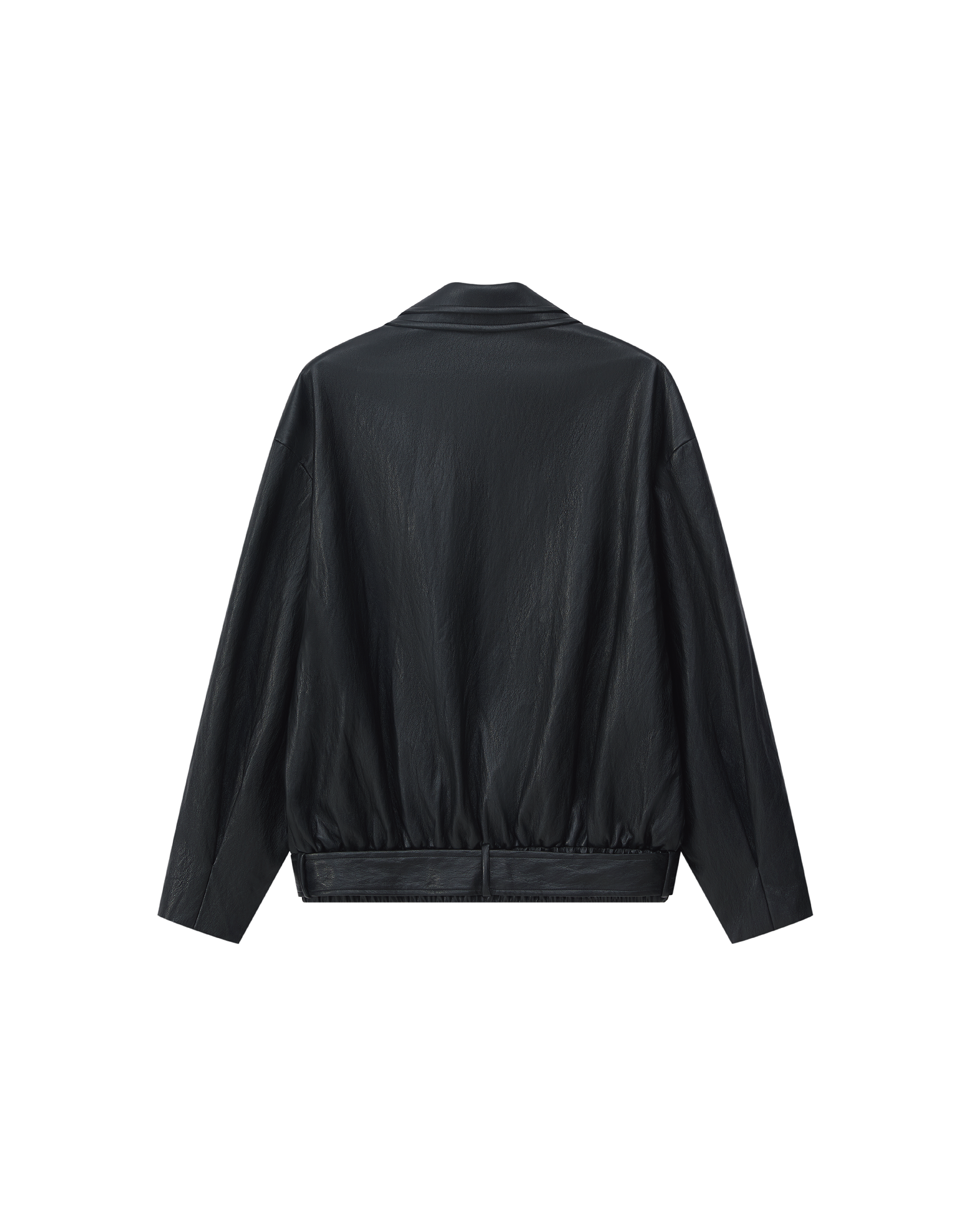 LAYERED COLLAR FAUX LEATHER JACKET