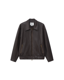 LAYERED COLLAR FAUX LEATHER JACKET