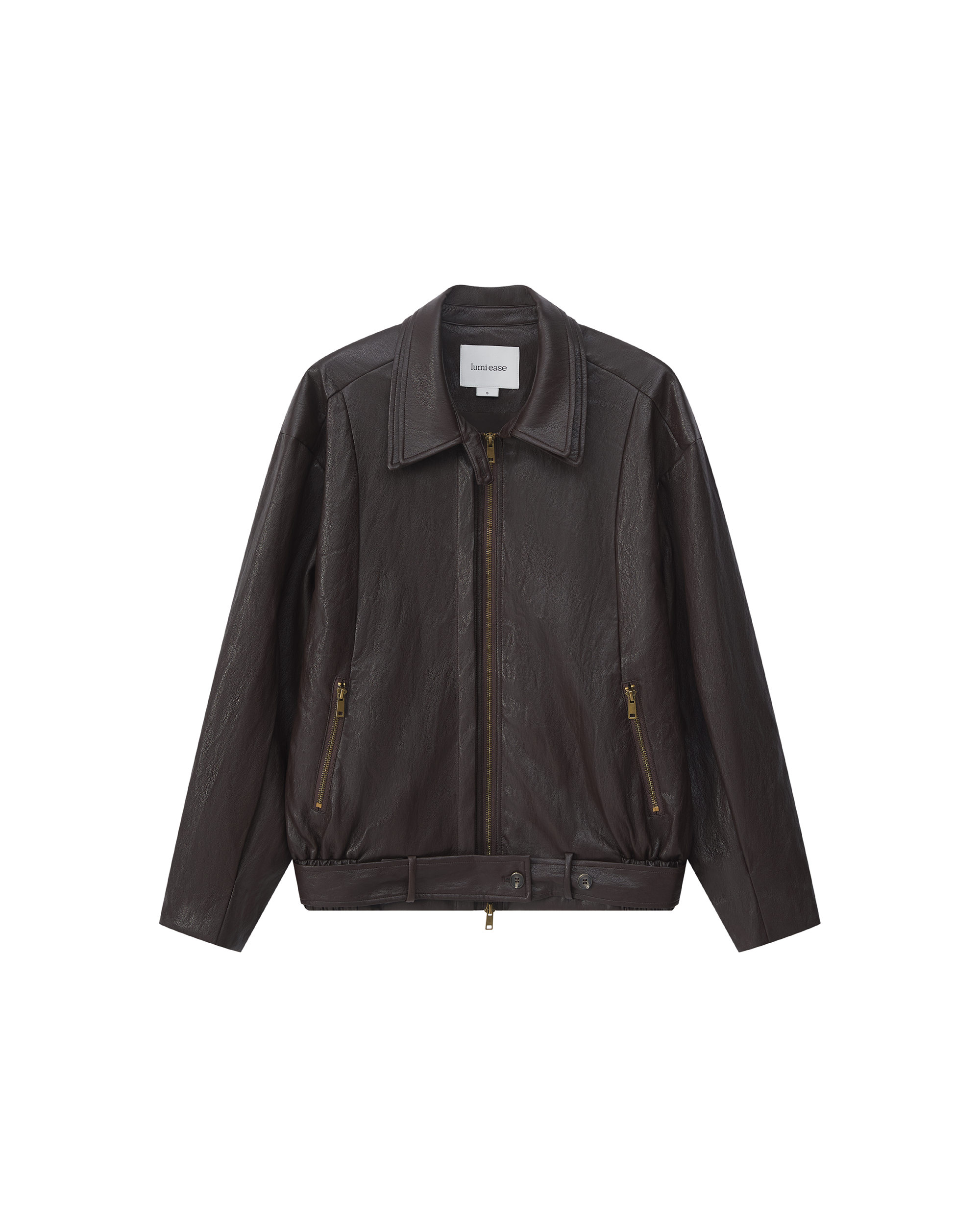 LAYERED COLLAR FAUX LEATHER JACKET