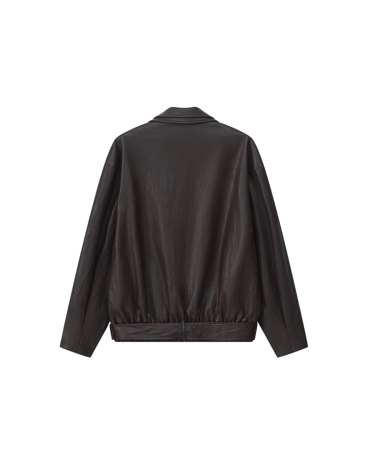 LAYERED COLLAR FAUX LEATHER JACKET