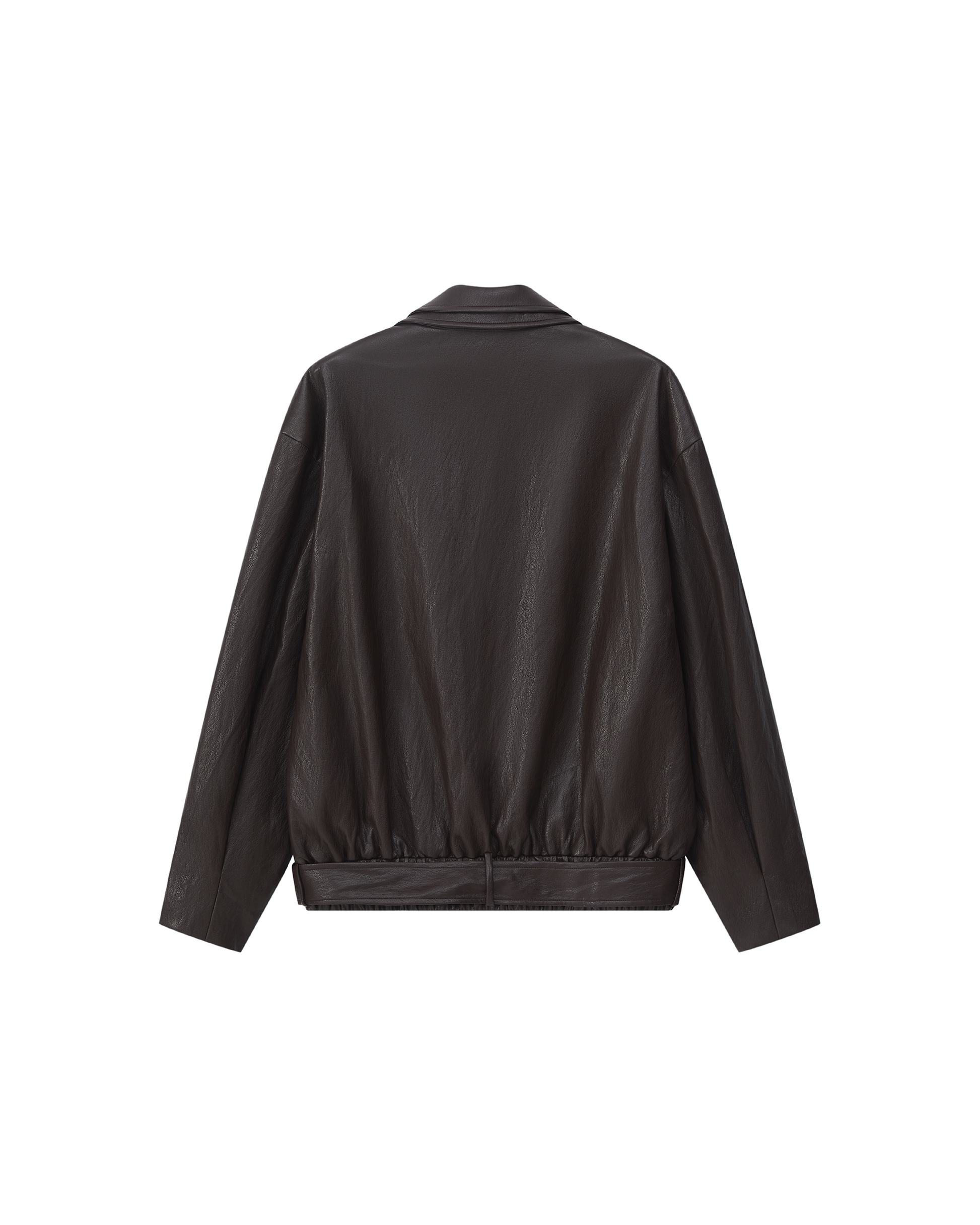 LAYERED COLLAR FAUX LEATHER JACKET