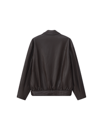 LAYERED COLLAR FAUX LEATHER JACKET