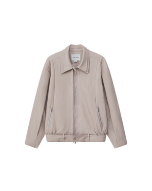 LAYERED COLLAR FAUX LEATHER JACKET