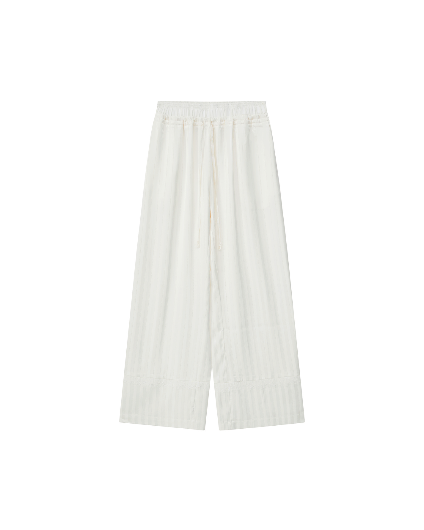 SATIN STRIPE LACE PANELED PANTS