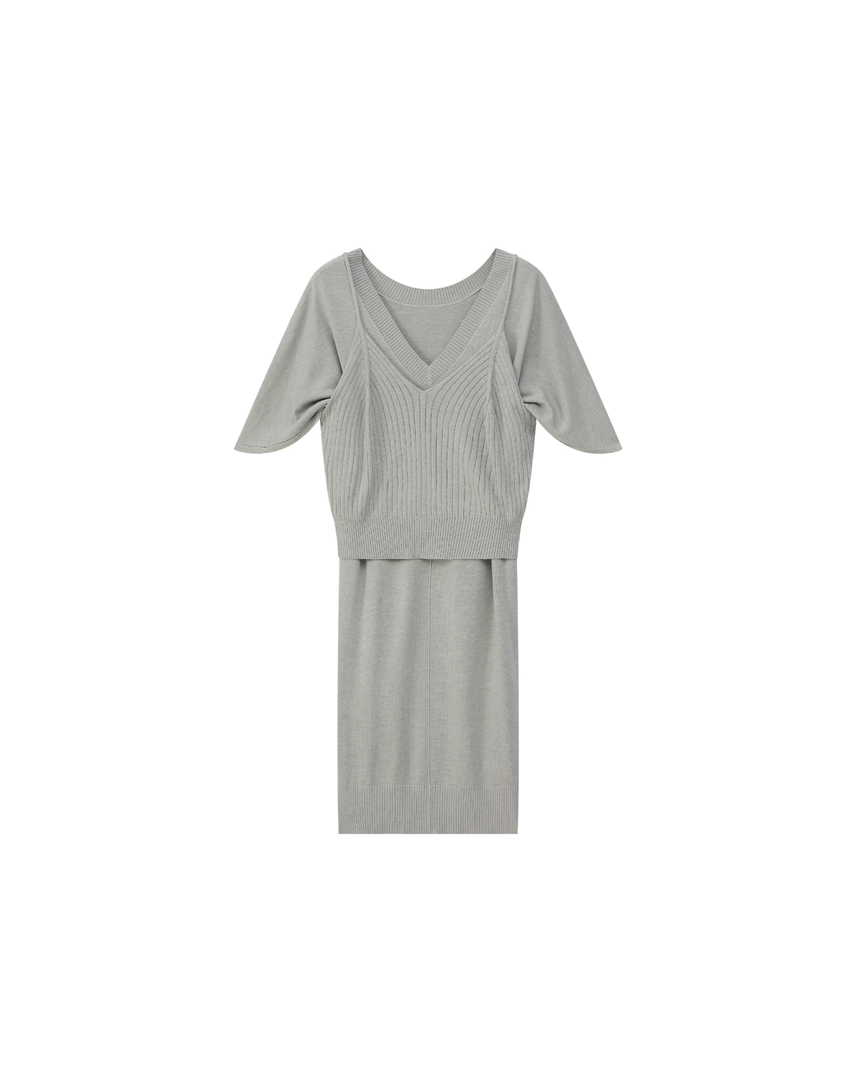 DOUBLE-LAYER DRAPED TIE DRESS