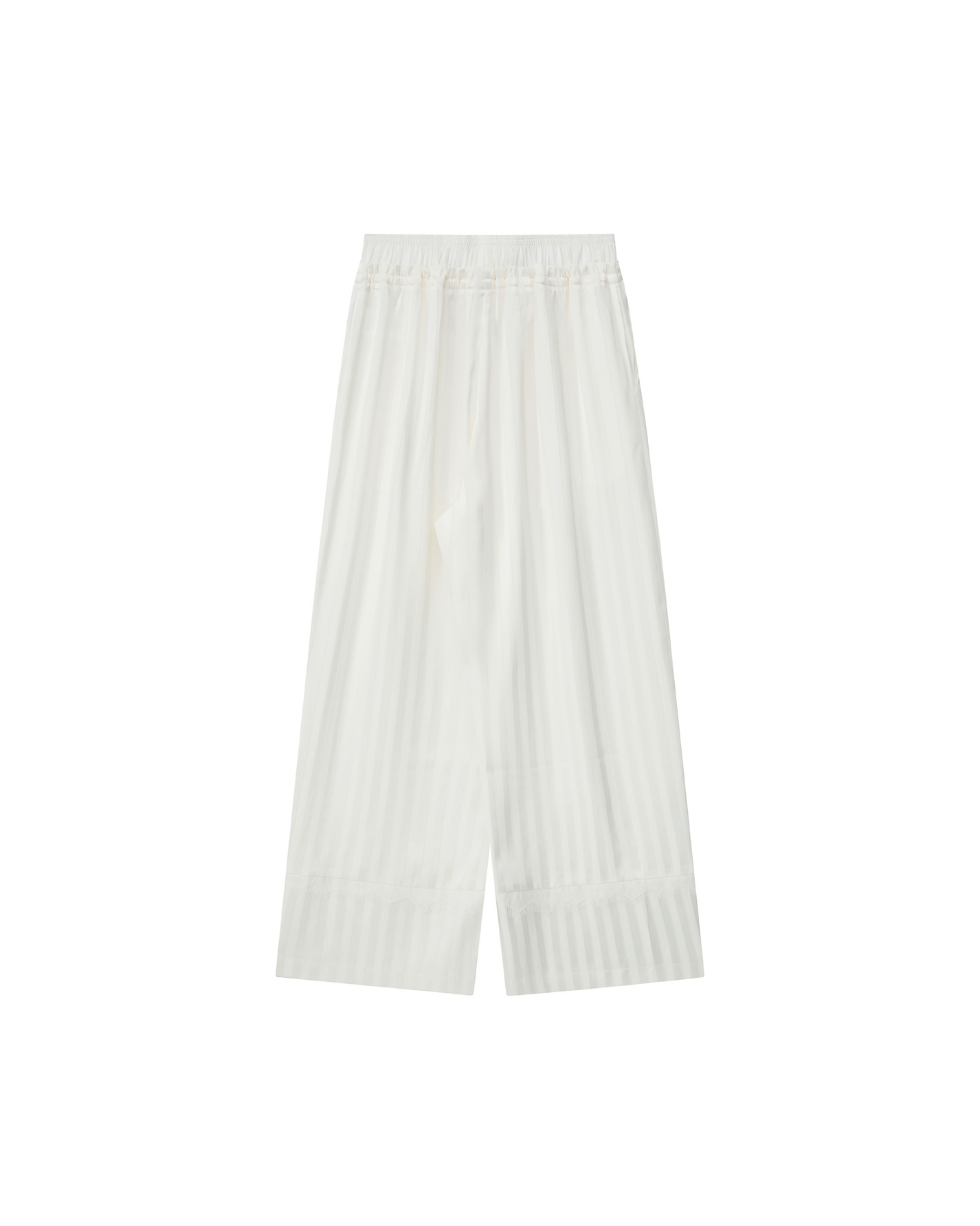 SATIN STRIPE LACE PANELED PANTS