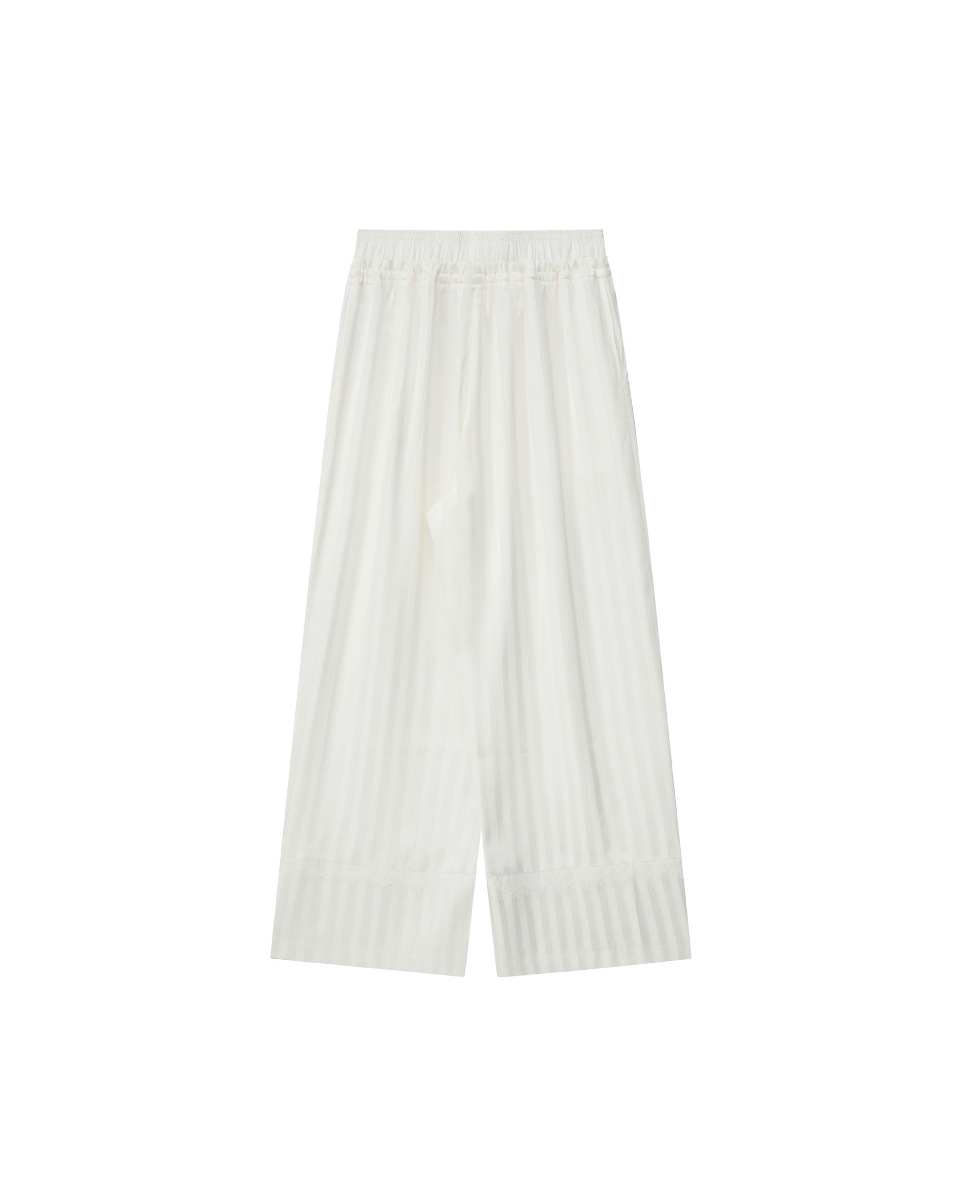 SATIN STRIPE LACE PANELED PANTS