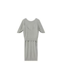 DOUBLE-LAYER DRAPED TIE DRESS
