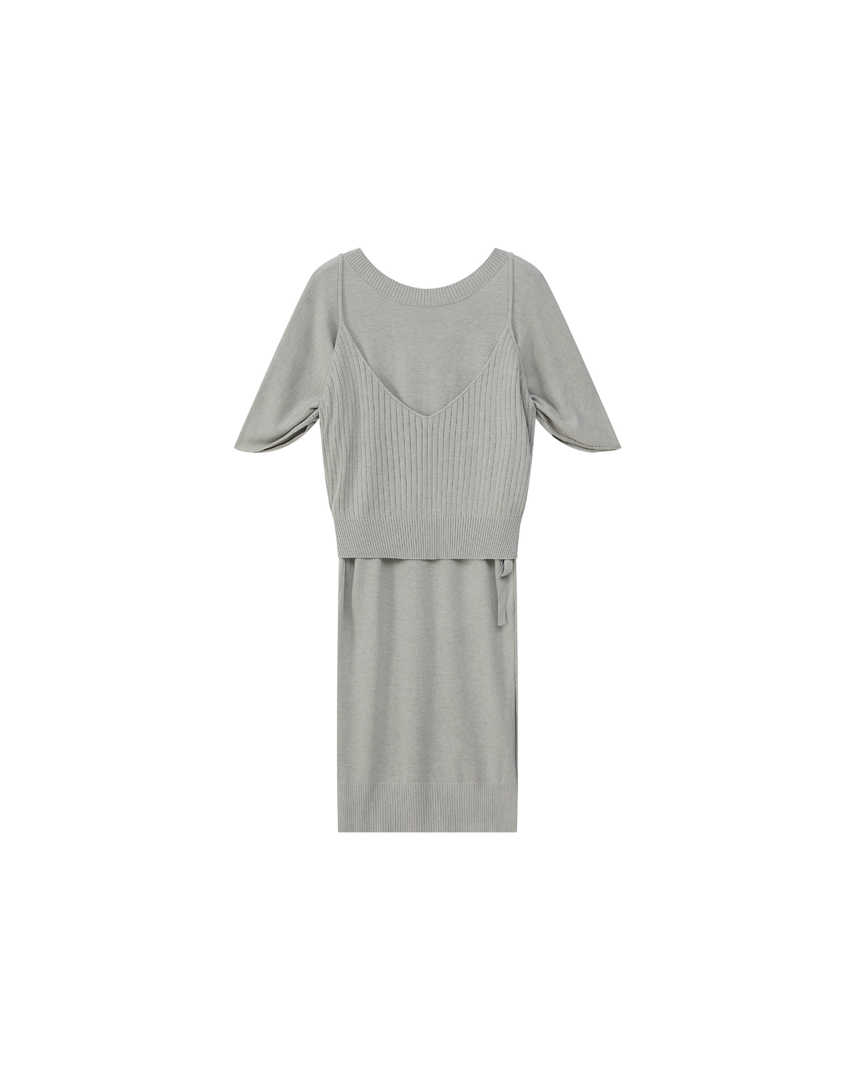 DOUBLE-LAYER DRAPED TIE DRESS