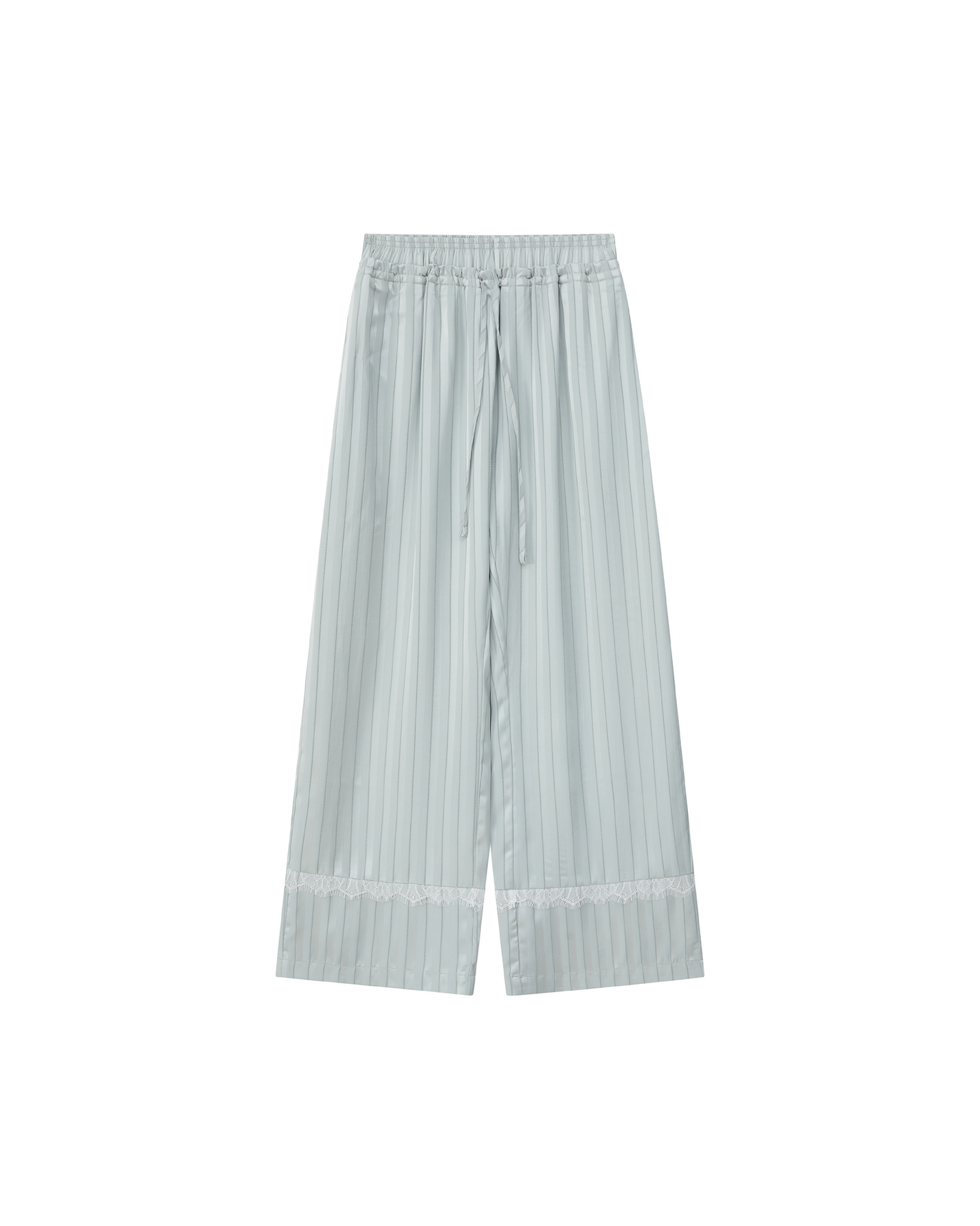 SATIN STRIPE LACE PANELED PANTS