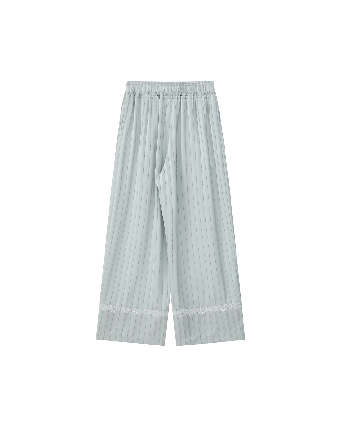 SATIN STRIPE LACE PANELED PANTS