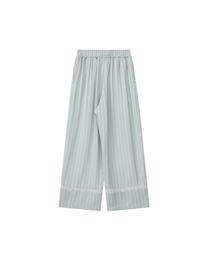 SATIN STRIPE LACE PANELED PANTS