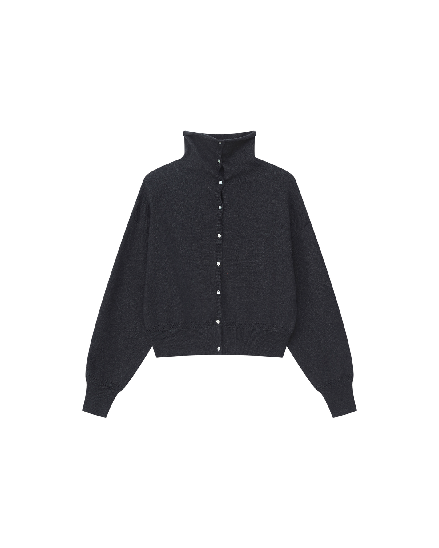 CROPPED TURTLENECK KNIT CARDIGAN
