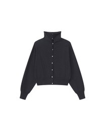 CROPPED TURTLENECK KNIT CARDIGAN