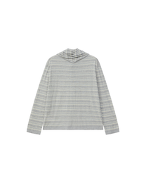 STRIPED SCARF-LAYERED KNIT SWEATER