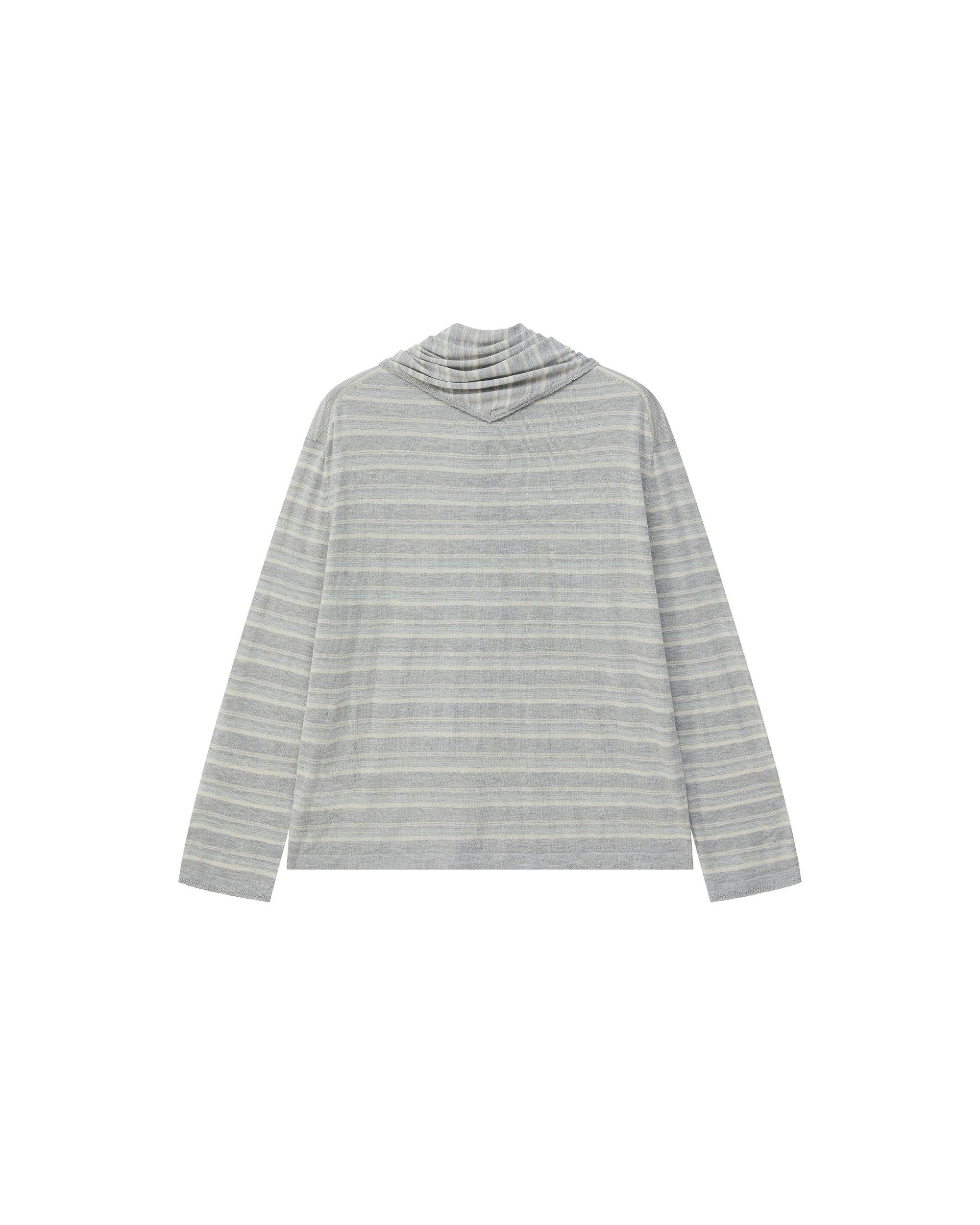 STRIPED SCARF-LAYERED KNIT SWEATER