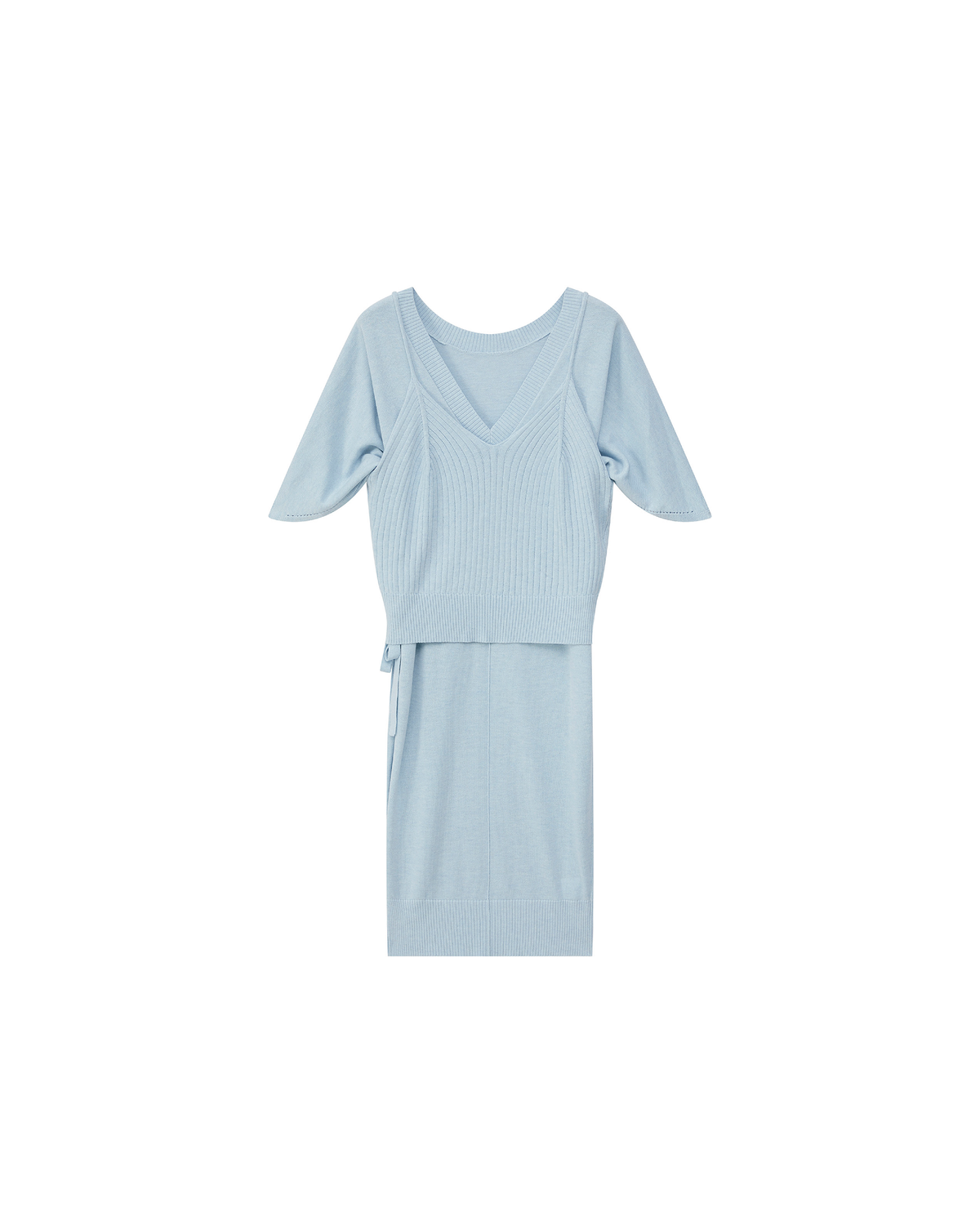 DOUBLE-LAYER DRAPED TIE DRESS