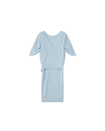 DOUBLE-LAYER DRAPED TIE DRESS