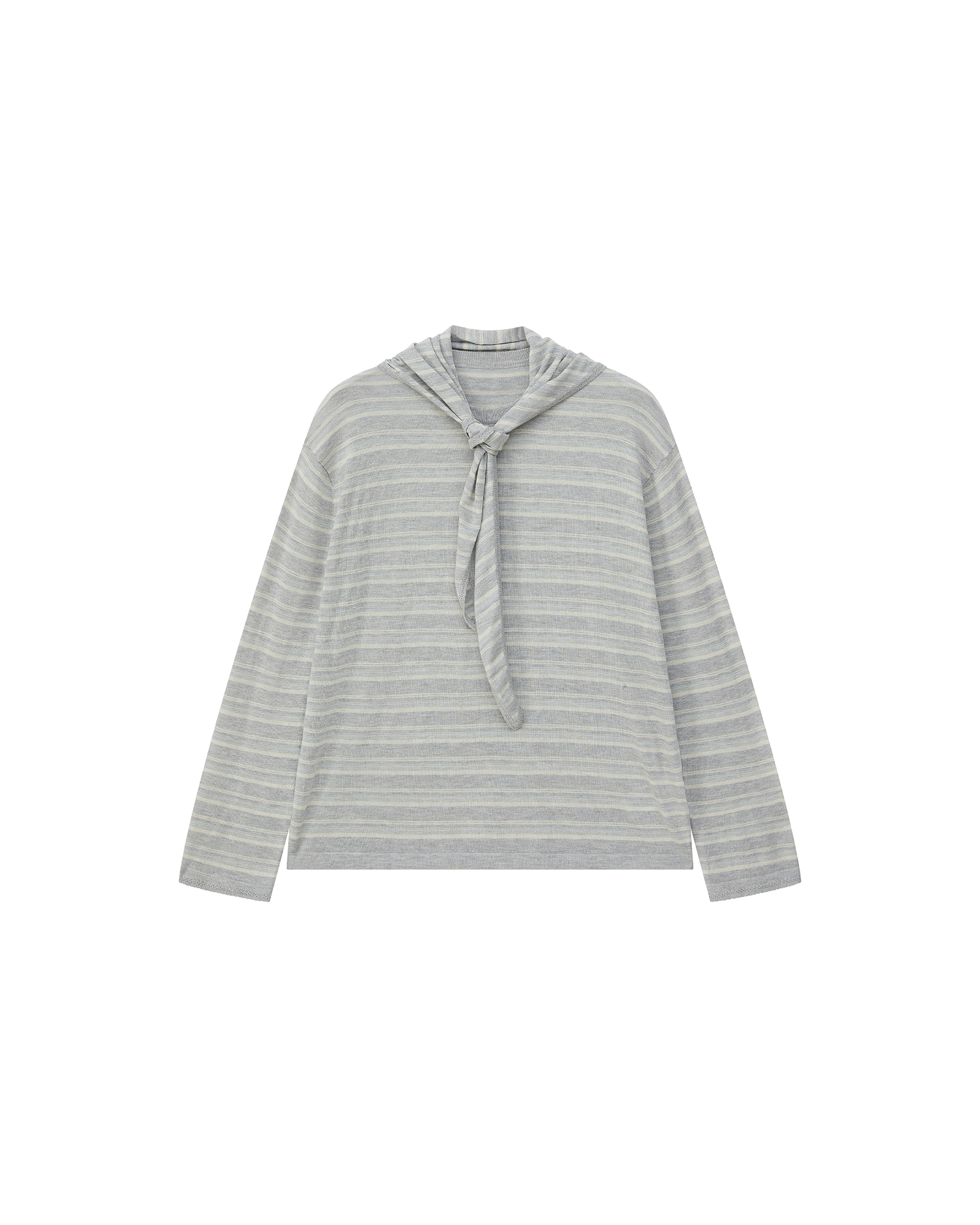 STRIPED SCARF-LAYERED KNIT SWEATER