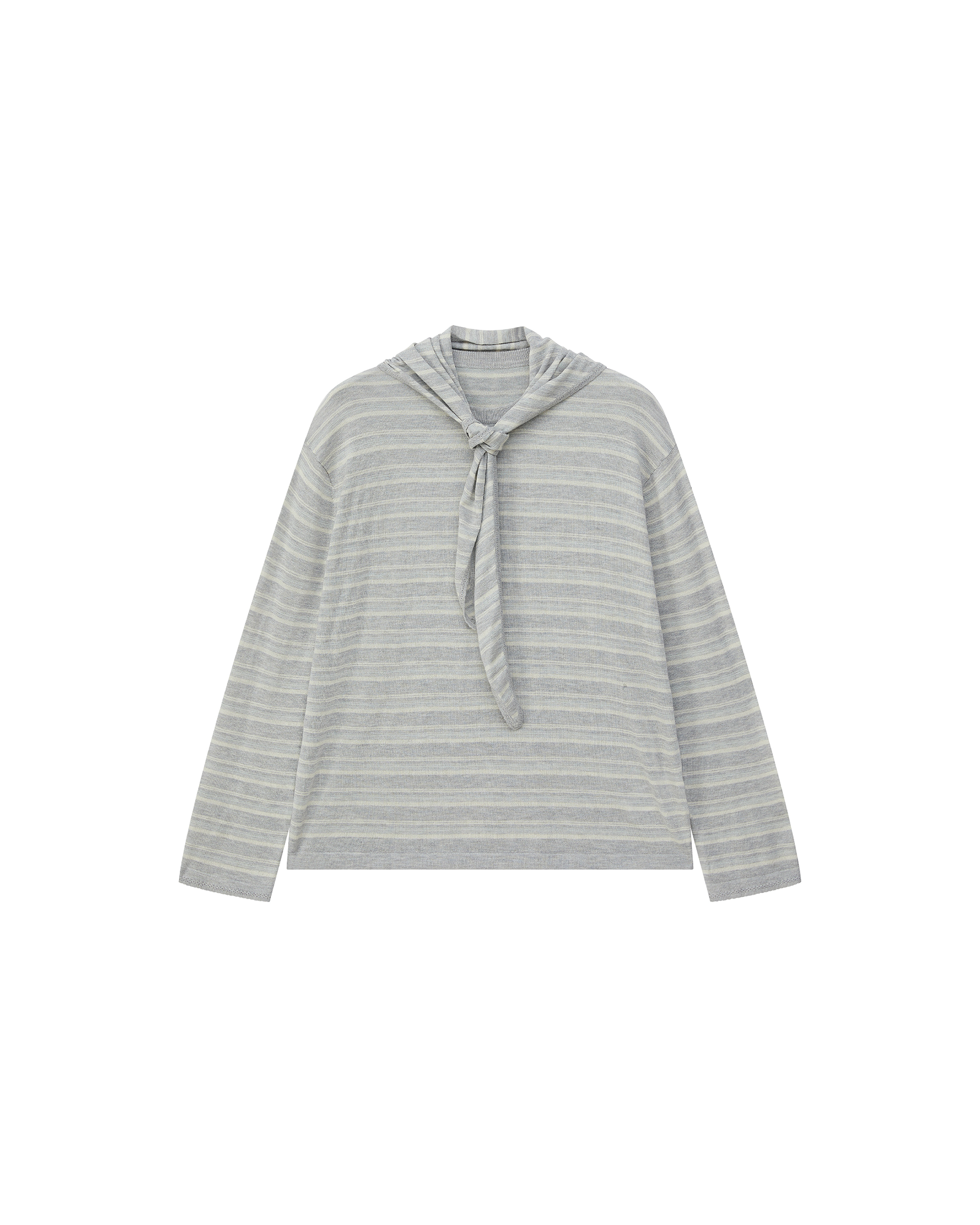 STRIPED SCARF-LAYERED KNIT SWEATER