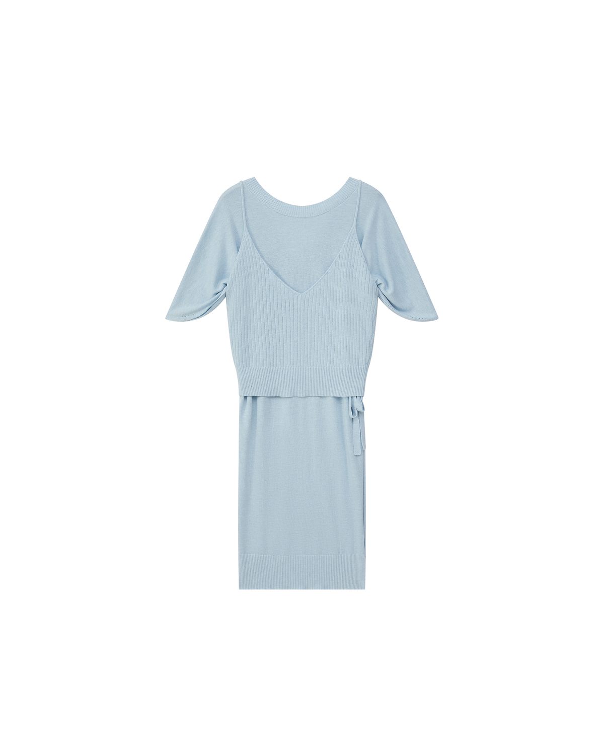 DOUBLE-LAYER DRAPED TIE DRESS