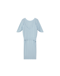 DOUBLE-LAYER DRAPED TIE DRESS