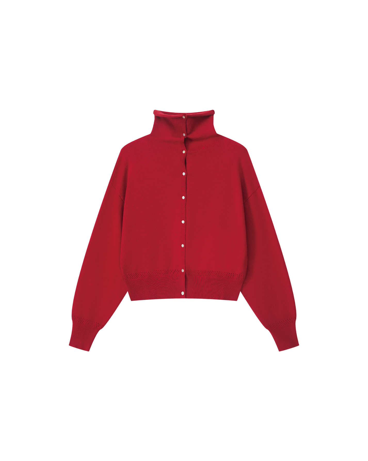 CROPPED TURTLENECK KNIT CARDIGAN