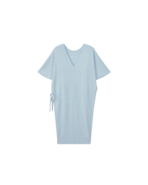 DOUBLE-LAYER DRAPED TIE DRESS