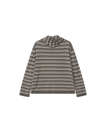 STRIPED SCARF-LAYERED KNIT SWEATER