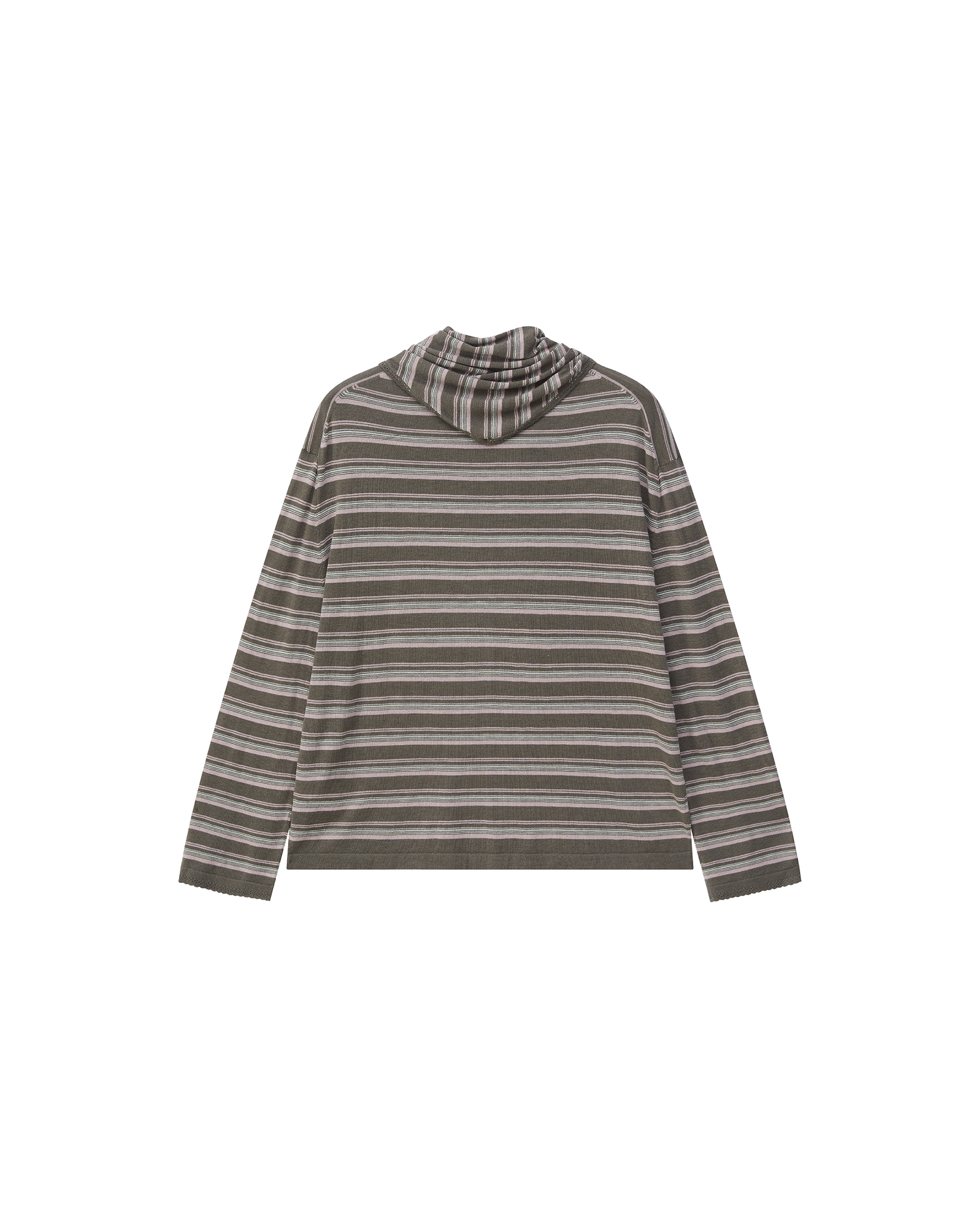 STRIPED SCARF-LAYERED KNIT SWEATER