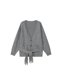 SLOUCHY FRINGED CARDIGAN