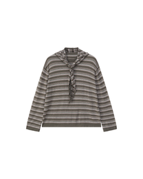 STRIPED SCARF-LAYERED KNIT SWEATER