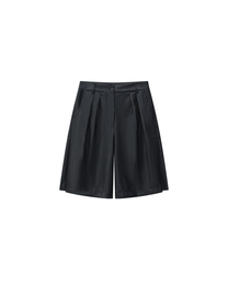 PLEATED FAUX LEATHER SHORTS