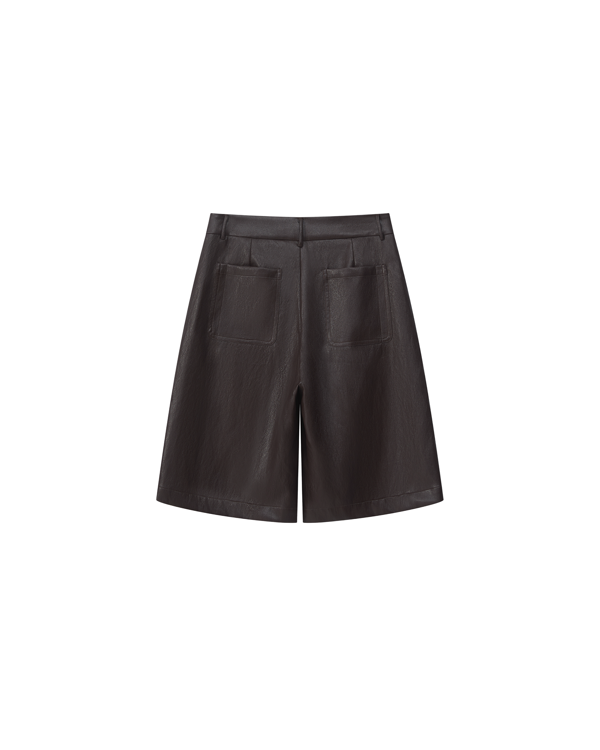 PLEATED FAUX LEATHER SHORTS