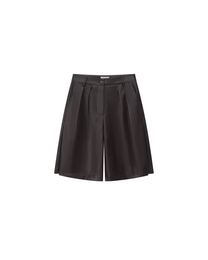PLEATED FAUX LEATHER SHORTS