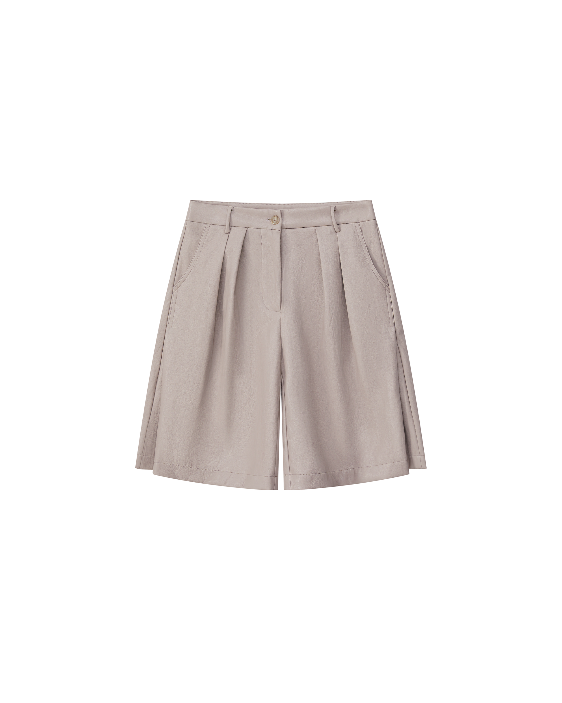 PLEATED FAUX LEATHER SHORTS