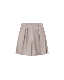 PLEATED FAUX LEATHER SHORTS