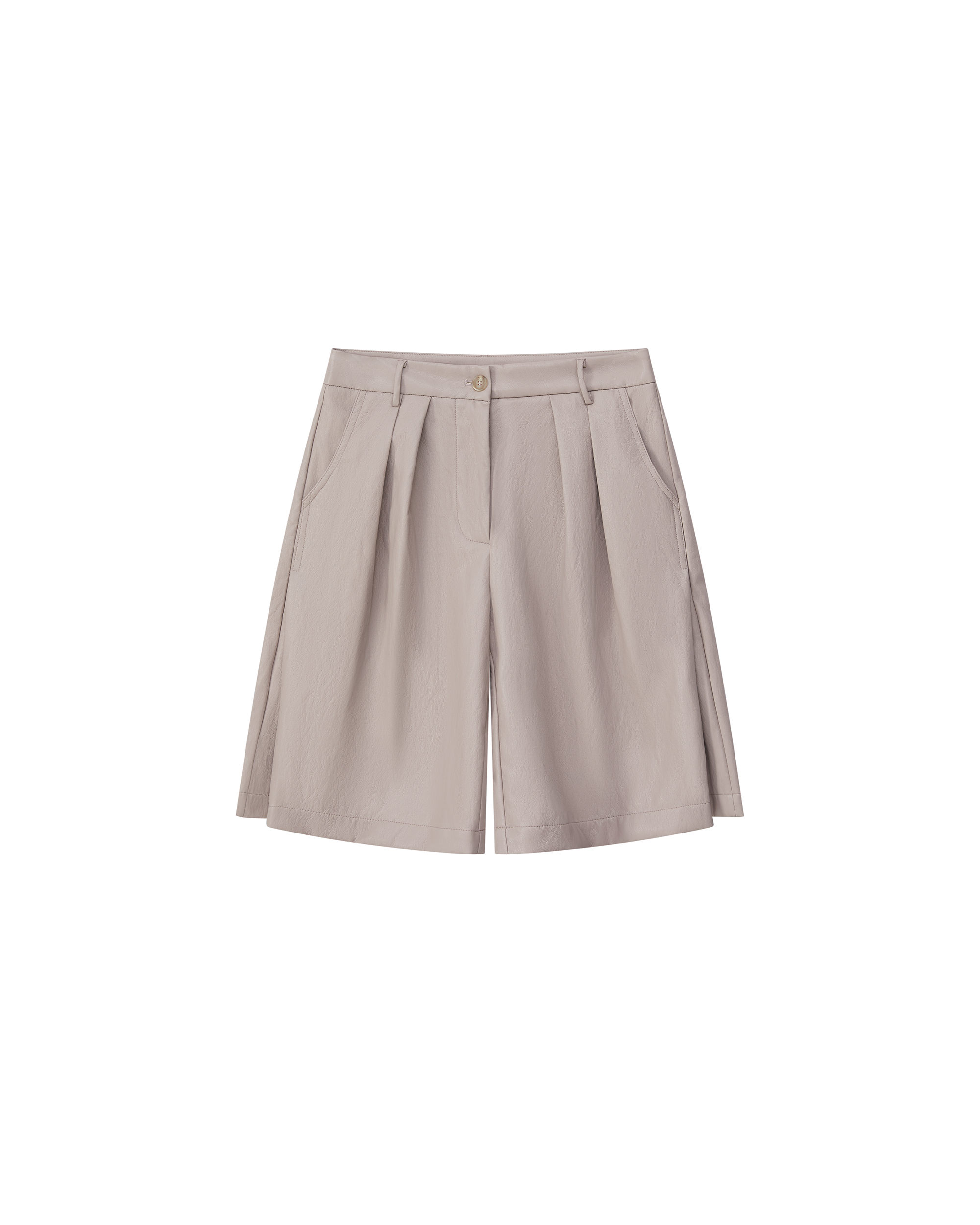 PLEATED FAUX LEATHER SHORTS