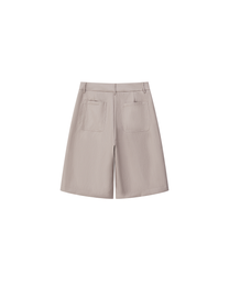 PLEATED FAUX LEATHER SHORTS
