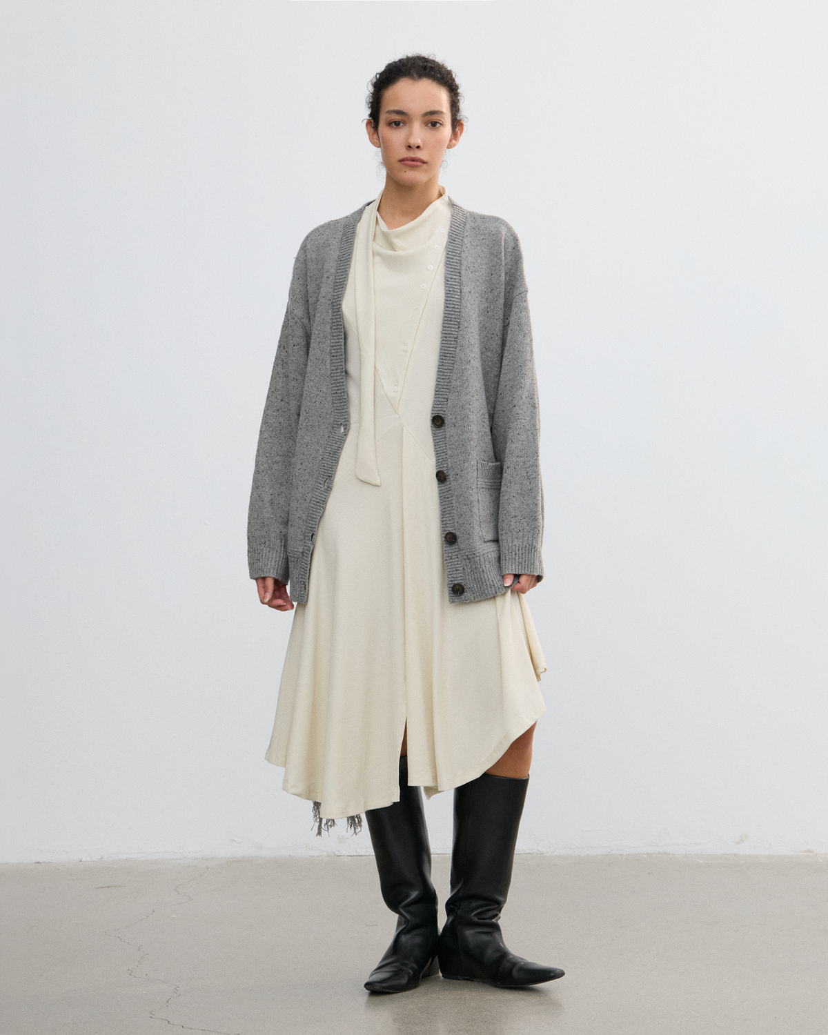 SCARF DETAIL FLARE DRESS