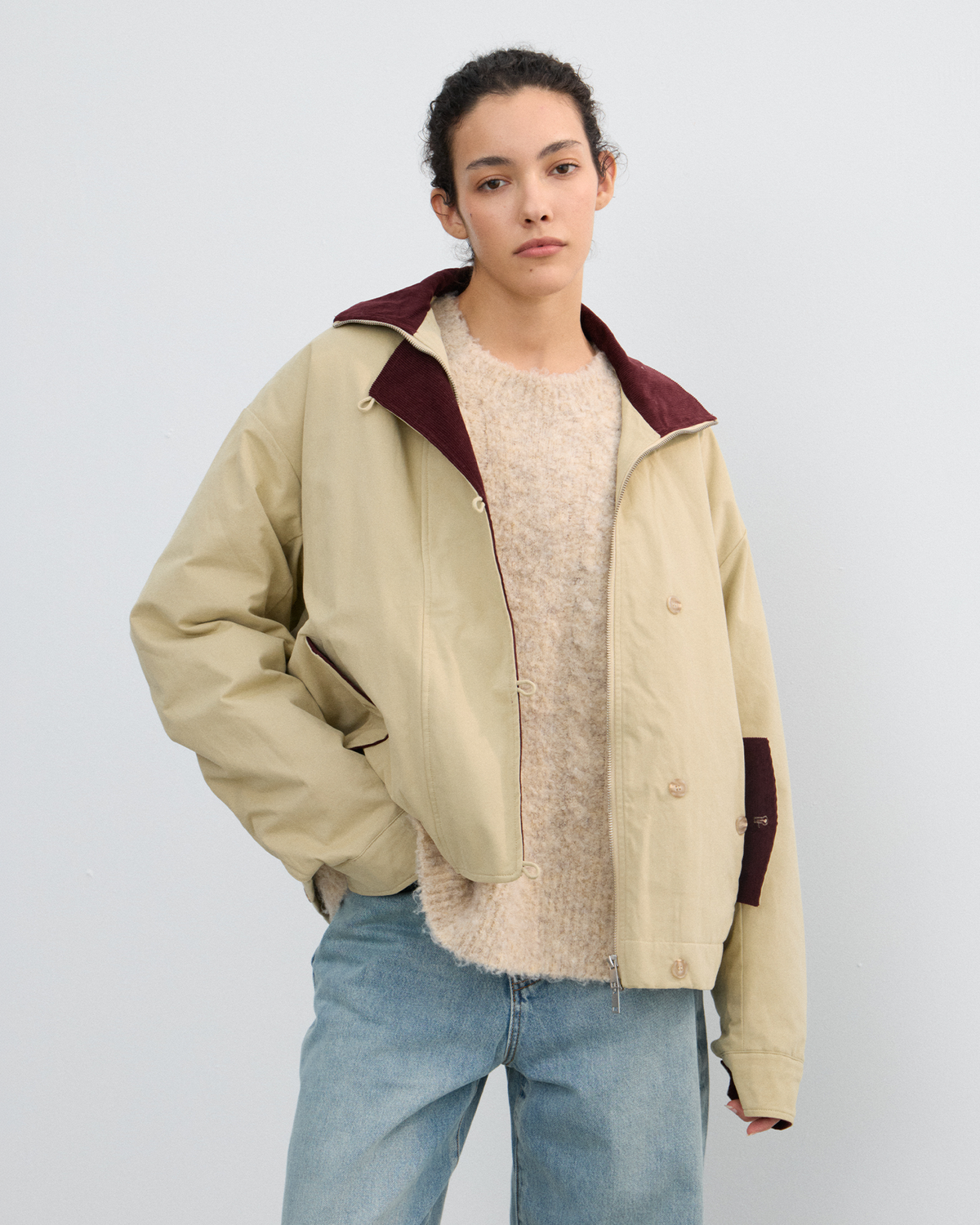COLOR-BLOCKED PADDED WORK JACKET