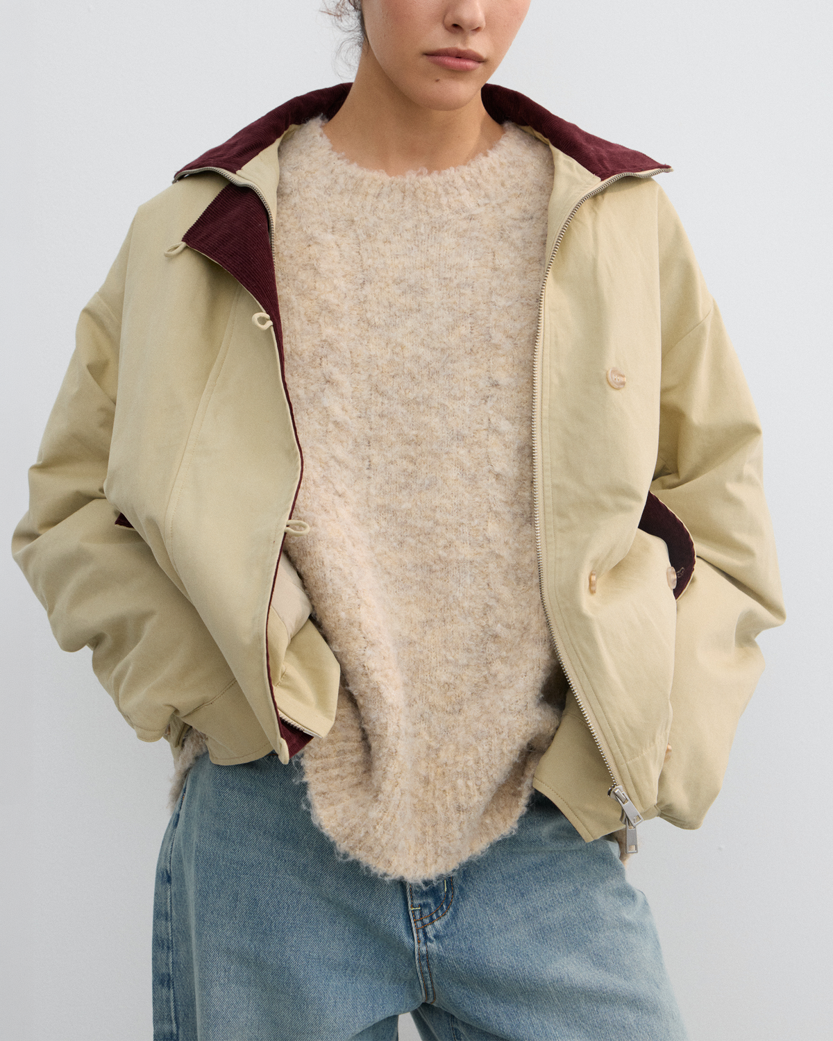 COLOR-BLOCKED PADDED WORK JACKET