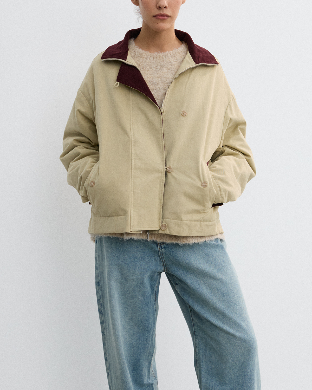 COLOR-BLOCKED PADDED WORK JACKET