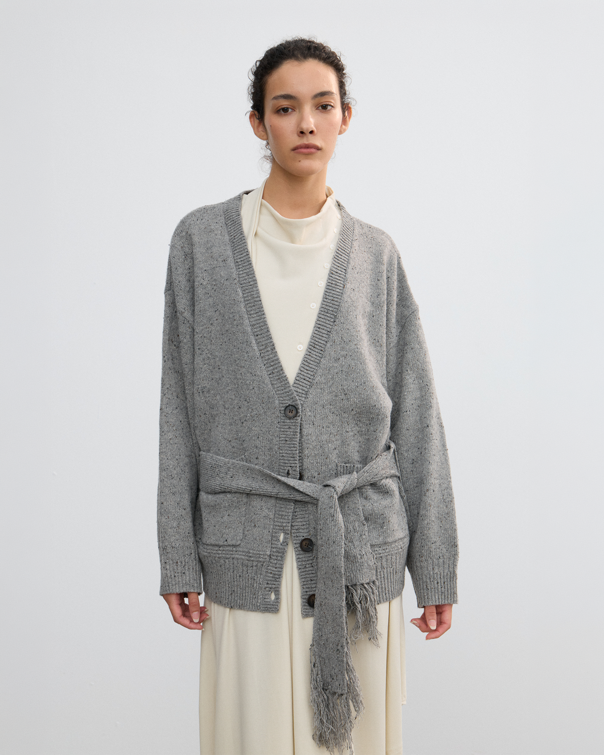 SLOUCHY FRINGED CARDIGAN