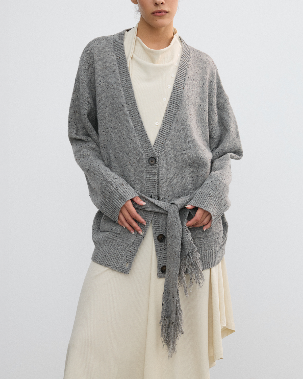 SLOUCHY FRINGED CARDIGAN
