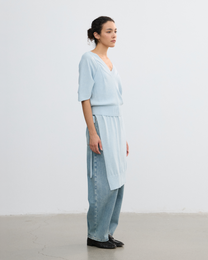 DOUBLE-LAYER DRAPED TIE DRESS