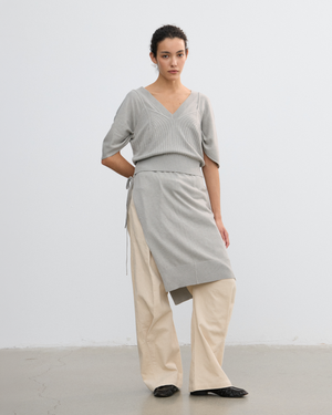 DOUBLE-LAYER DRAPED TIE DRESS